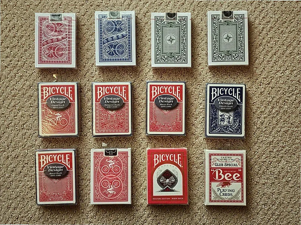 Lot 12 Playing Card Decks Ohio Vintage Bicycle Back Bee Racer Cupid Chainless
