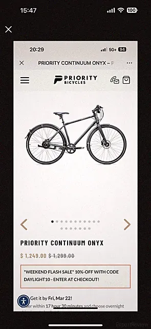 Priority Continuum Onyx Belt Drive Bicycle Black *LOCAL PICK UP NEW YORK